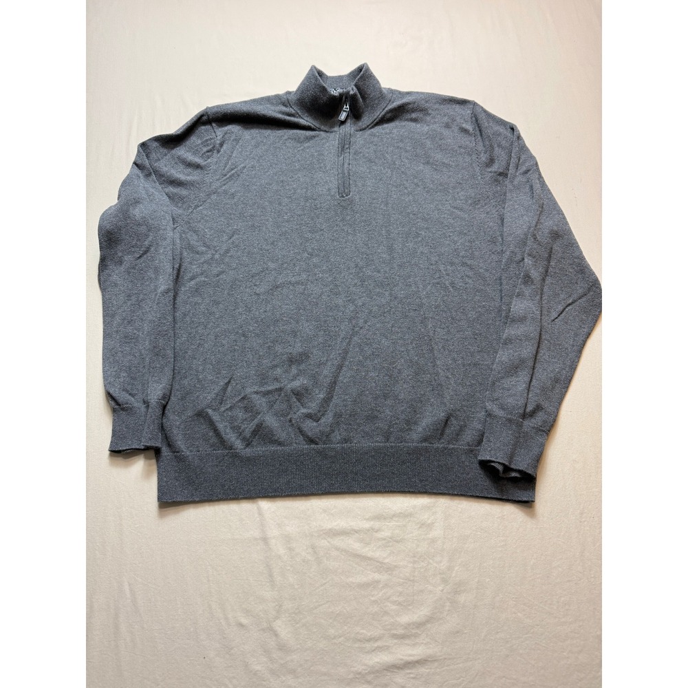 Jos. A. Bank Traveler Grey 100% Pima‎ Cotton Quarter Zip Sweater Mens XXL